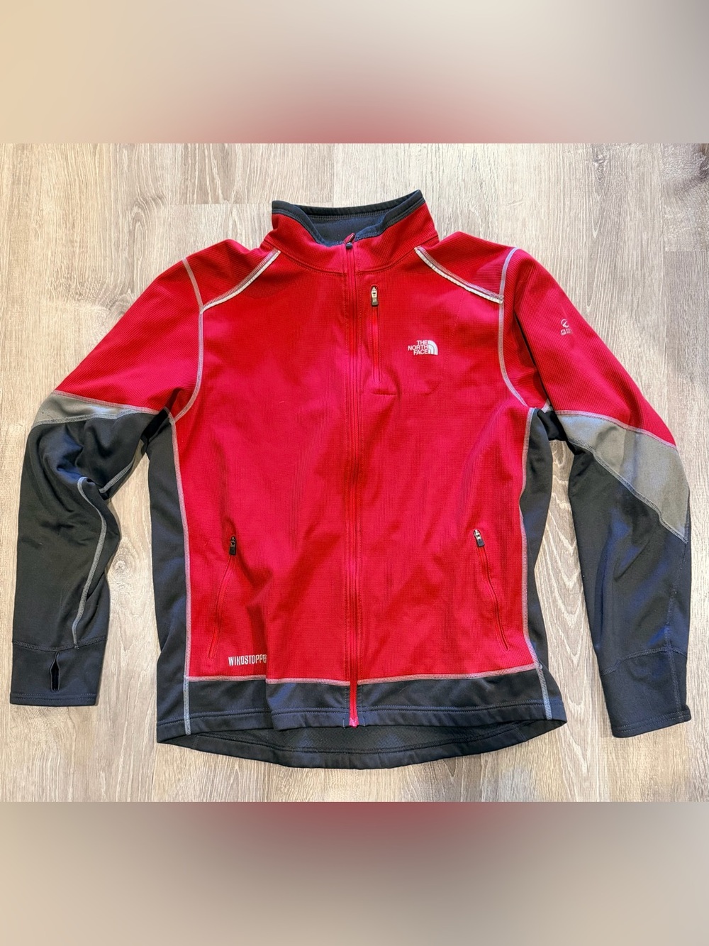 The North Face Windstopper Red and Black Softshell Zip Performance Jacket